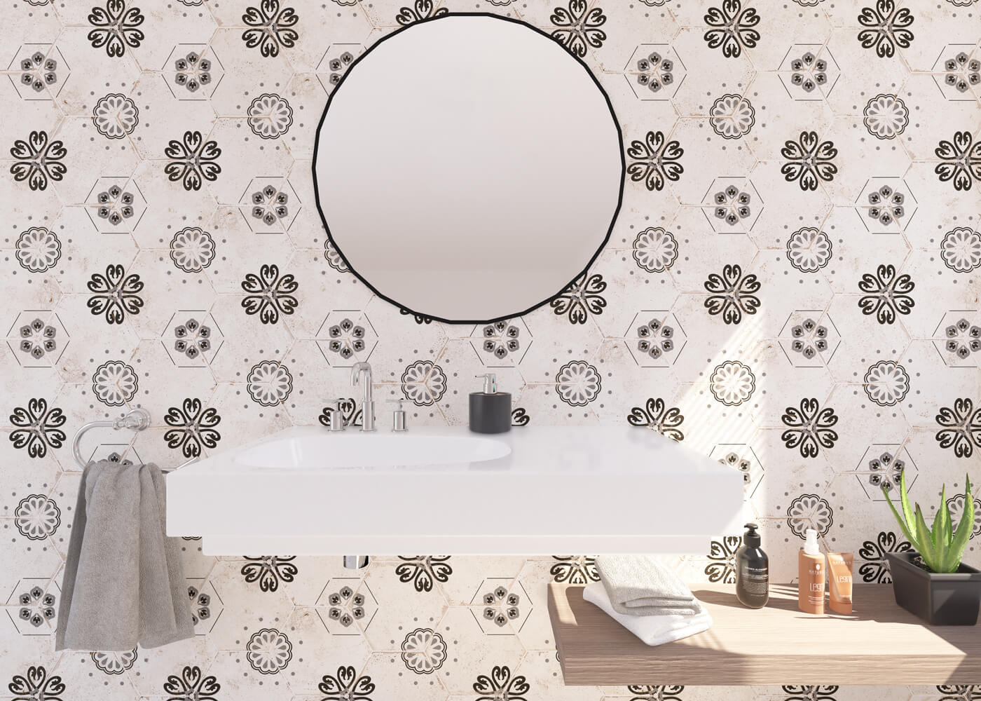 AMB NORA HEX GRIS WEB - Hexagonal Tiles