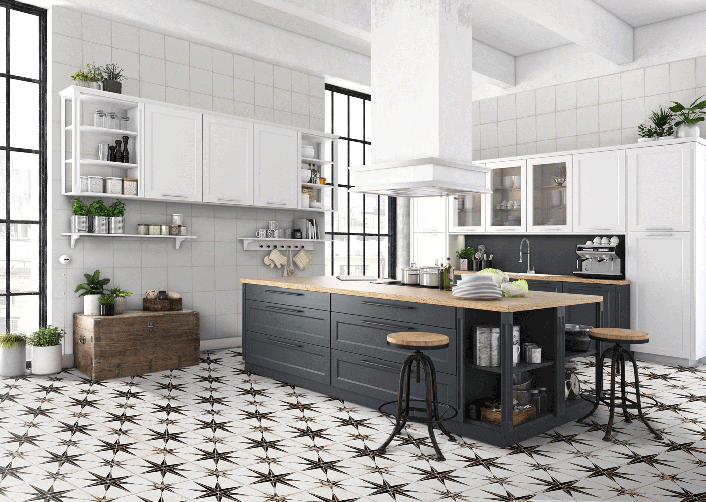 Carreaux hydraulique cuisine orion